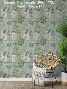 1 PC Roll Waterproof Removable Peacock Floral Pattern Wallpaper Elegant Home Decor Wall Art Sticker For Living Room Bedroom Office Hallway - multicolor - View 18