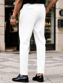Manfinity Mode Men's Solid Color Simple Daily Slim Fit Suit Pants Formal, Ceremony - White - View 2