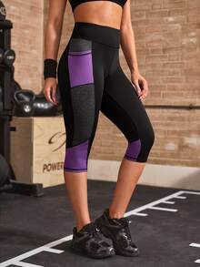 Powerista Women's Colorblock Casual Versatile Pocket Sports Capris Outdoor - Black - View 3