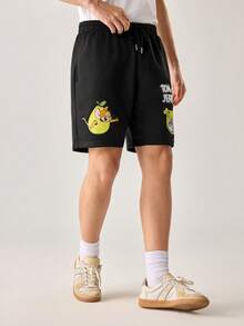 Strevion TOM & JERRY Men's Casual Versatile Tom And Jerry Element Printed Shorts - Black - View 7