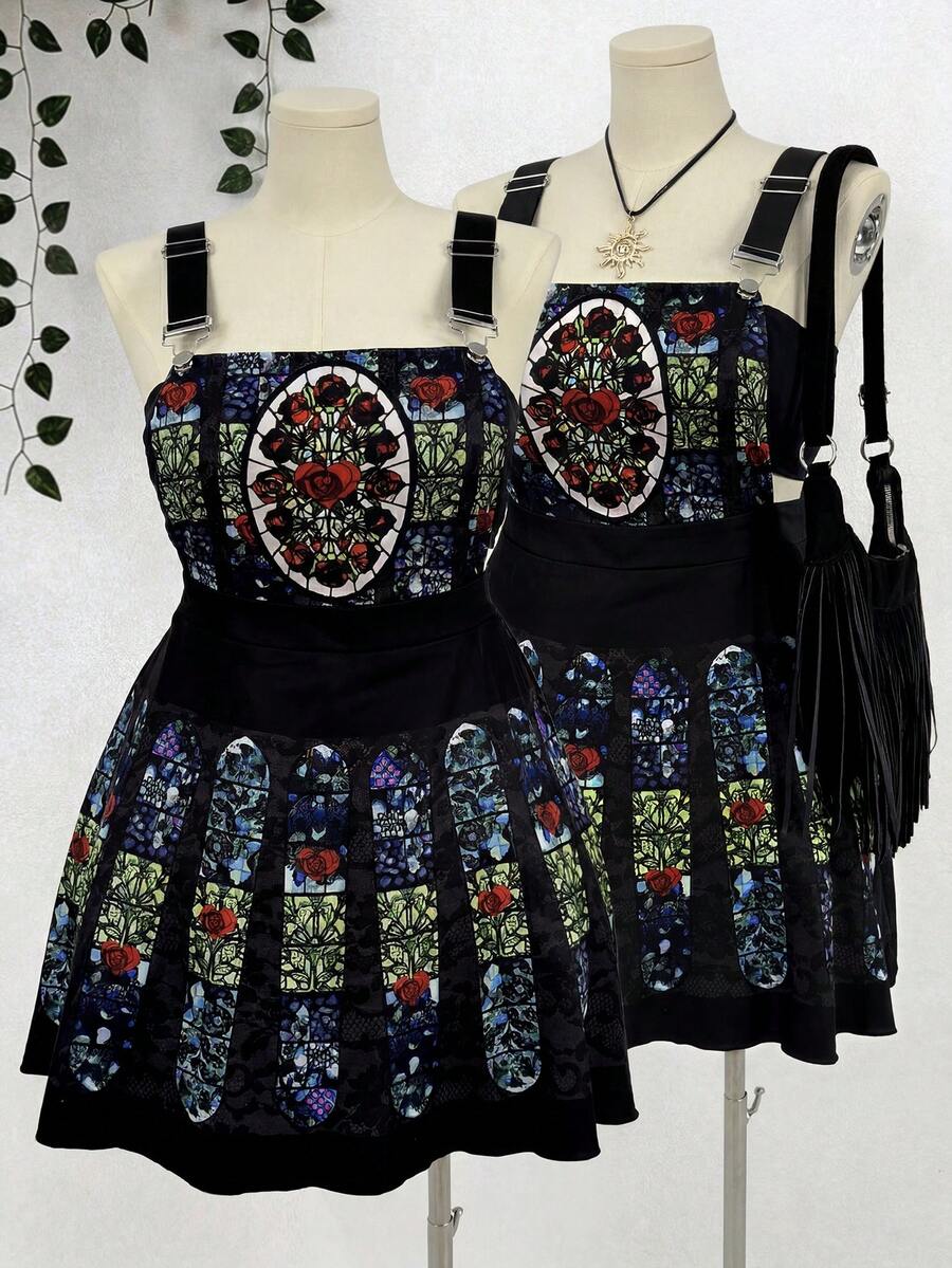Sunspun 女款大尺碼多色拼接細肩帶貼身洋裝 - 彩色 - 查看 1