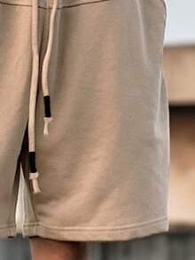 Manfinity Homme Celana Pendek Pria Kolor Kantong Huruf Casual - Khaki - View 5
