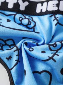 HELLO KITTY AND FRIENDS | SHEIN 女款可愛圖案字母印花丁字褲 | - 藍色 - 查看 7