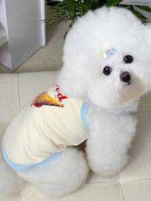 PETSIN 1PC New Cartoon Pet Vest, Spring Summer Clothes For Small Dogs Cats Teddy Pomeranian Poodle - Baby Blue - View 17