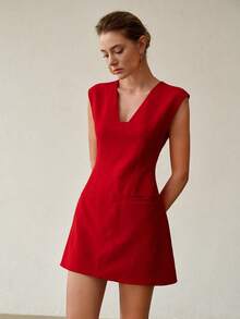 MOTF PREMIUM SPRING/SUMMER 3D CUT STRUCTURAL DESIGN ELEGANT DRESS - Red - View 4