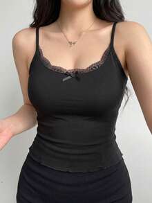 DAZY 女款方領短袖修身合身T恤 夏季 - 黑色 - 查看 3