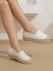Styleloop 女款米色帆布漁夫鞋 厚底休閒鞋 度假波希米亞風穿搭鞋 - 帆布杏色 - 查看 5