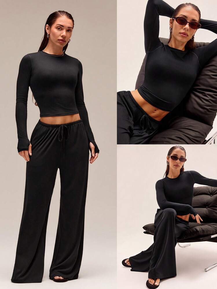 TENCEL™ Modal All In Flow Silky Lightweight Fix Fit Waist Length Long Sleeve Top Daily Casual Wear
