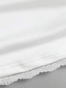 Sweetra 女款素色蕾絲拼接方領休閒修身細肩帶背心上衣 - 白色 - 查看 7