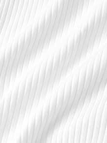 SHEIN MOD Woman Cotton Ribbed Solid Collared Short Sleeve Crop White Preppy Streetwear Y2k Basic Casual Top Daily Wear Back To School Spring Summer Golf - White - View 3
