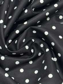 SHEIN Franclia Women's High-End Design 3D Ruffle Lace Black Polka Dot Skirt, Autumn New High-Waist A-Line Premium Party 70s - Black - View 3