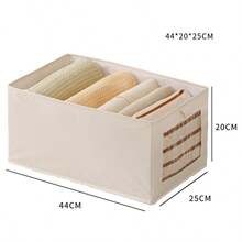 Fabric Foldable Clothing Organizer Basket, 1 Pc - Beige - View 5