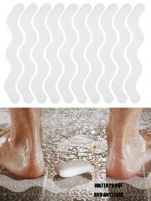 24pcs Anti Slip Shower Stickers Bathroom Anti-Slip Strip Peva Transparent Bathtub Anti-Slip Sticker Tape For Bathroom Tub Floor And Shower - White - View 4