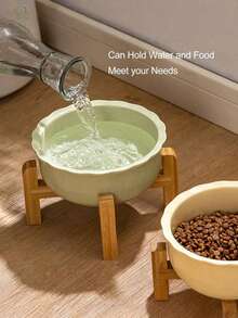 1PC Elevated Ceramic Dog Cat Bowls Bamboo Stand Heavy Base Non Slip Ergonomic Feeding Anti Spill Raised Pet Water Bowl For Large Medium Small Pets Functional Tableware Trending Search - one size fits all - View 8