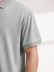 Men's Golf Polo Shirt, Fashion Business Casual Printed Short Sleeve Polo With Button Design Summer Sports - Grey - View 7