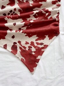 Soleia 女款夏季度假不對稱肩不對稱下擺腰部抓皺時尚設計上衣 - 酒紅色 - 查看 3