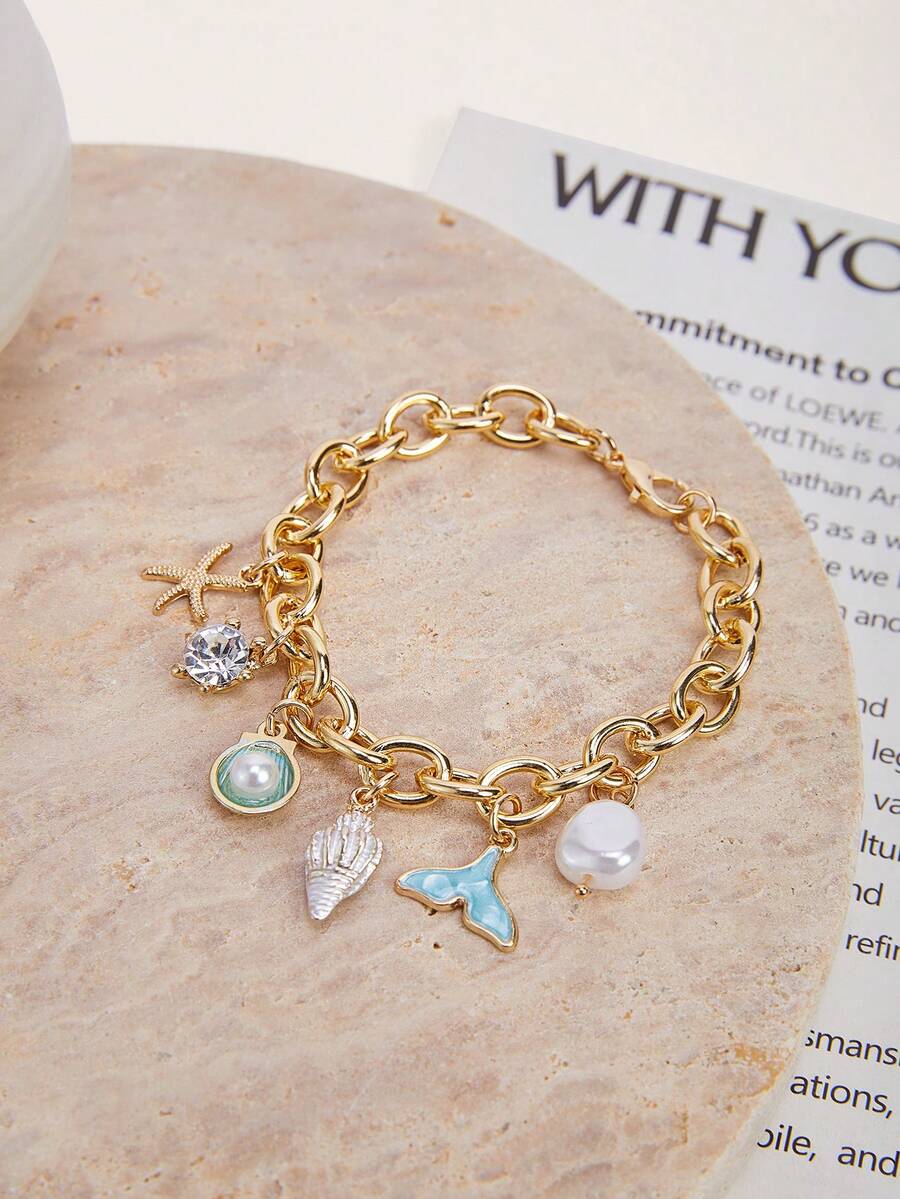 Enchnt Starfish & Fish Tail Charm Bracelet - Multicolor - View 1
