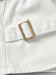 Sweetra Sophisticated Elegant Women's Denim Outfit For Outings - White - View 7