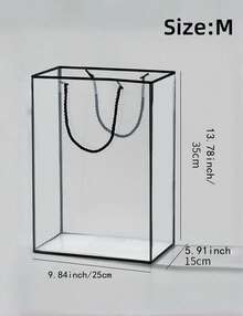 1 Peça Bolsa Tote Transparente de Grande Capacidade com Borda Preta e Estampa Floral para Presente, para Casamento, Aniversário, Natal, Aniversário de Casamento, Embrulho de Presente, Lembrancinhas de Festa, Celebrações, Reutilizável - Preto - Visão 8