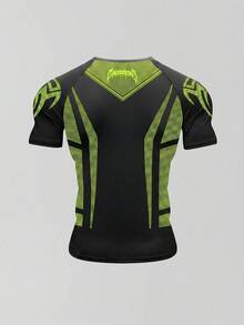 GymBeat Kaos Olahraga Pria Lengan Pendek Slim Fit Motif Patchwork Colorblock, untuk Gym, Liburan - MultiWarna - View 2