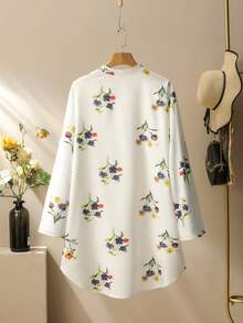 Lacomfia 女款休閒簡約小領印花時尚百搭寬鬆夏季長袖襯衫 - 彩色 - 查看 2