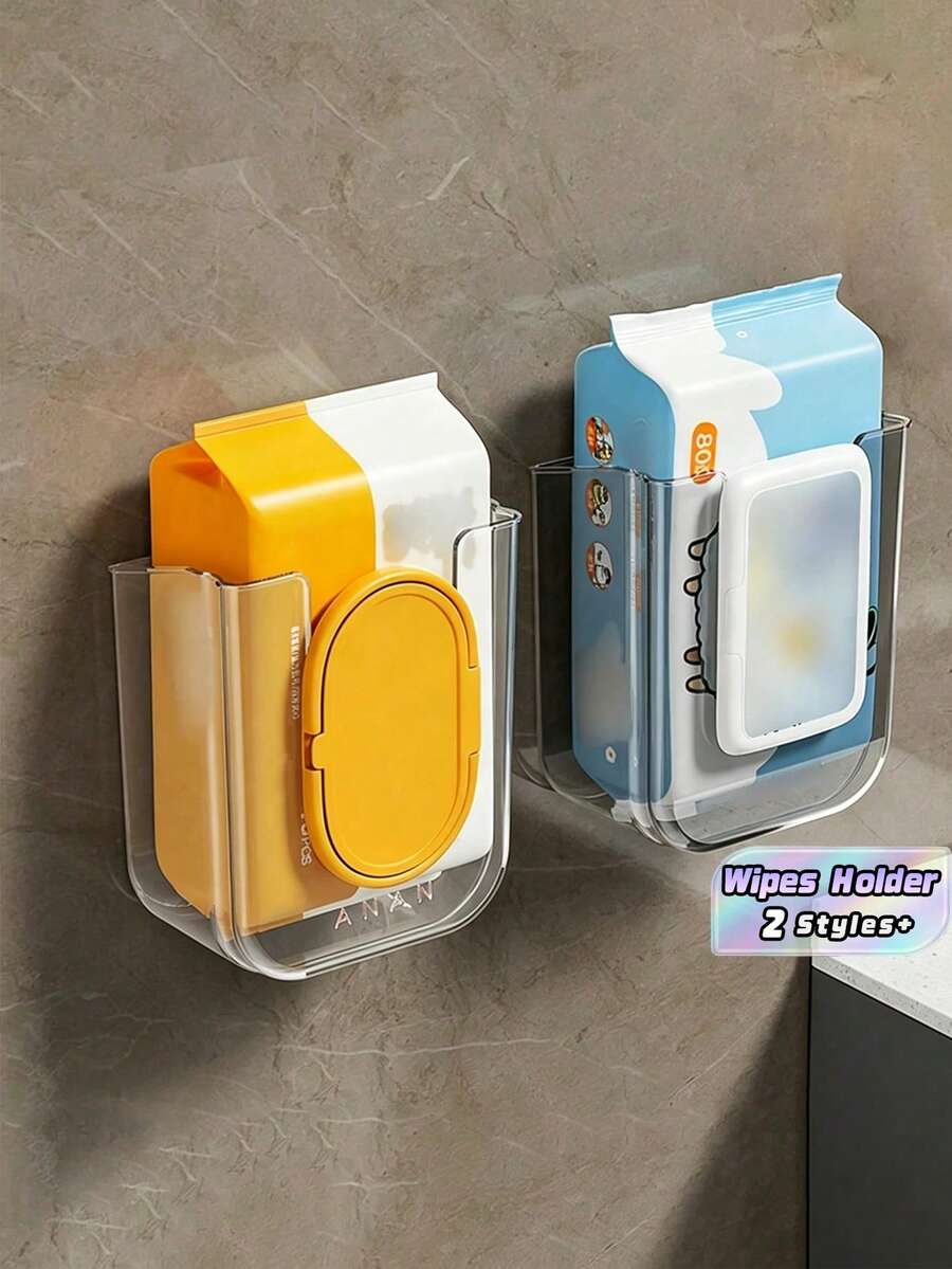 1 Wet Wipe Storage Box, Wall Mounted Tissue Holder, Tissue Box, Suitable For Living Room, Kitchen, Bathroom - Multicolor - View 1