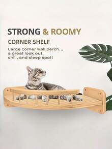 1 Set Wall Mounted Cat Climbing Frame And Perch Includes 1 Corner Cat Tree 3 Cat Steps Stable Cat Wall Shelves For Playing Climbing Jumping Non Slip Space Saving Indoor Living Room Home Cat Furniture - Apricot - View 8