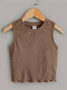 SHEIN Young Girl Knit Solid Color Round Neck Casual Tank Top 3pcs Set - Multicolor - View 7
