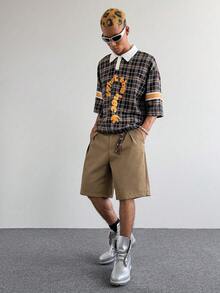 PAVTROS 男士休閒寬鬆短褲，商務辦公短褲，送給男朋友或丈夫的禮物，情人節，春季至夏季，馬迪格拉斯，復古，街頭風，派對，聖帕特里克節，外出，送給我的男朋友的禮物 - 卡其色 - 查看 4