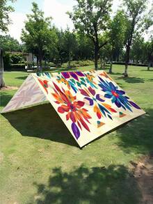 1 Stück Boho-Mandala-Muster Farbverlauf Outdoor-Sonnenschutzvorhang, einfach zu installieren und zu verstauen, für Garten, Terrasse, Poolbereich, ohne Stange, UV-beständig, Sommer-Essential, Must-Have - A - Übersicht 2