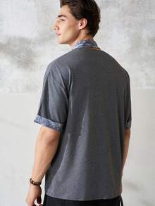 Airaco Men's Patchwork Print Short Sleeve T-Shirt - Grey - View 2