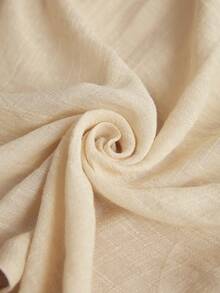 Freevana Đầm dáng rộng size lớn cổ phối ren Pháp đính cúc - Màu Khaki - Xem 8