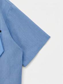 SWAVVY Men's Single-Breasted Preppy Style Short Sleeve Shirt - Baby Blue - View 4