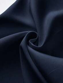 SHEIN Franclia Elegant French Style Woven, Solid White, Single Pocket, Single Button Design, Gentle And Refined, Easy To Match, Suitable For Commuting, Work, School, Workplace, Graceful And Refreshing, Feminine, Suitable For Formal And Casual Occasions, Classic Versatile Color, New Summer Women Pants - Navy Blue - View 3