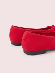 CUCCOO DOLLMOD Women's Shoes Round Toe Red Suede Texture Comfortable Bow Ballet Flats, Soft Imitation Suede Casual Shoes, Weddings, Parties, Daily Wear - Bordeaux - View 6