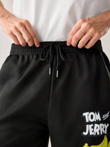 Strevion TOM & JERRY Men's Casual Versatile Tom And Jerry Element Printed Shorts - Black - View 6