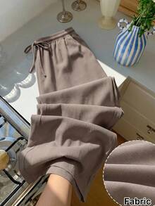 GalTyme Khaki Plus Size Women's Summer Loose Pants - Khaki - View 7