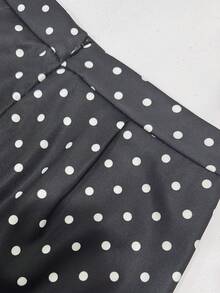 SHEIN Franclia Women's High-End Design 3D Ruffle Lace Black Polka Dot Skirt, Autumn New High-Waist A-Line Premium Party 70s - Black - View 5