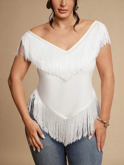 SHEIN BAE CURVE Áo blouse nữ size lớn màu hồng, chất liệu lưới, tay dài, xẻ tà, bèo nhún, thiết kế bất đối xứng, phong cách gợi cảm