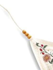 ROMWE Áo len dệt kim cổ yếm thêu hoa phong cách hippie du mục cho kỳ nghỉ xuân/hè, size lớn - Màu be - Xem 3