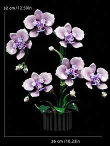 619片紫色兰花积木套装，花瓣关节灵活，可DIY兰花盆栽积木，成人积木套装，适合家居装饰、办公桌装饰、展示架装饰，情人节礼物、生日礼物、新年礼物 - MJ蝴蝶蘭 - 查看 10