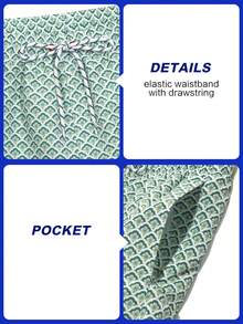 Manfinity Swimmode Men's Plus Size All-Over Print Beach Shorts Holiday / Vacation / Beach / Hawaii / Tropical / Swim /  Bathing - Green - View 4