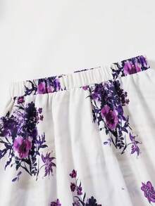 SHEIN 3pcs/Set Teen Girls Autumn Casual Cute Long Sleeve Top, Outfits, Petite Girls Vacation Pastoral Style White Tank Black Polyester Party Sixth Form - Purple - View 7