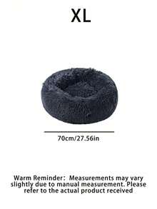 1PC Warm & Soft Plush Pet Round Bed, Fluffy Winter Cozy Pet Round Cushion Nest For Medium/Large/Small Cats & Dogs - Dark Grey - View 14