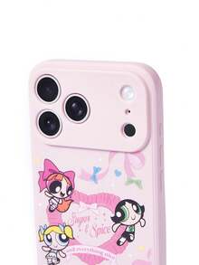 THE POWERPUFF GIRLS X SHEIN 卡通粉色磨砂防摔手機殼，相容 iPhone 11 - 17 Pro Max - 彩色 - 查看 4