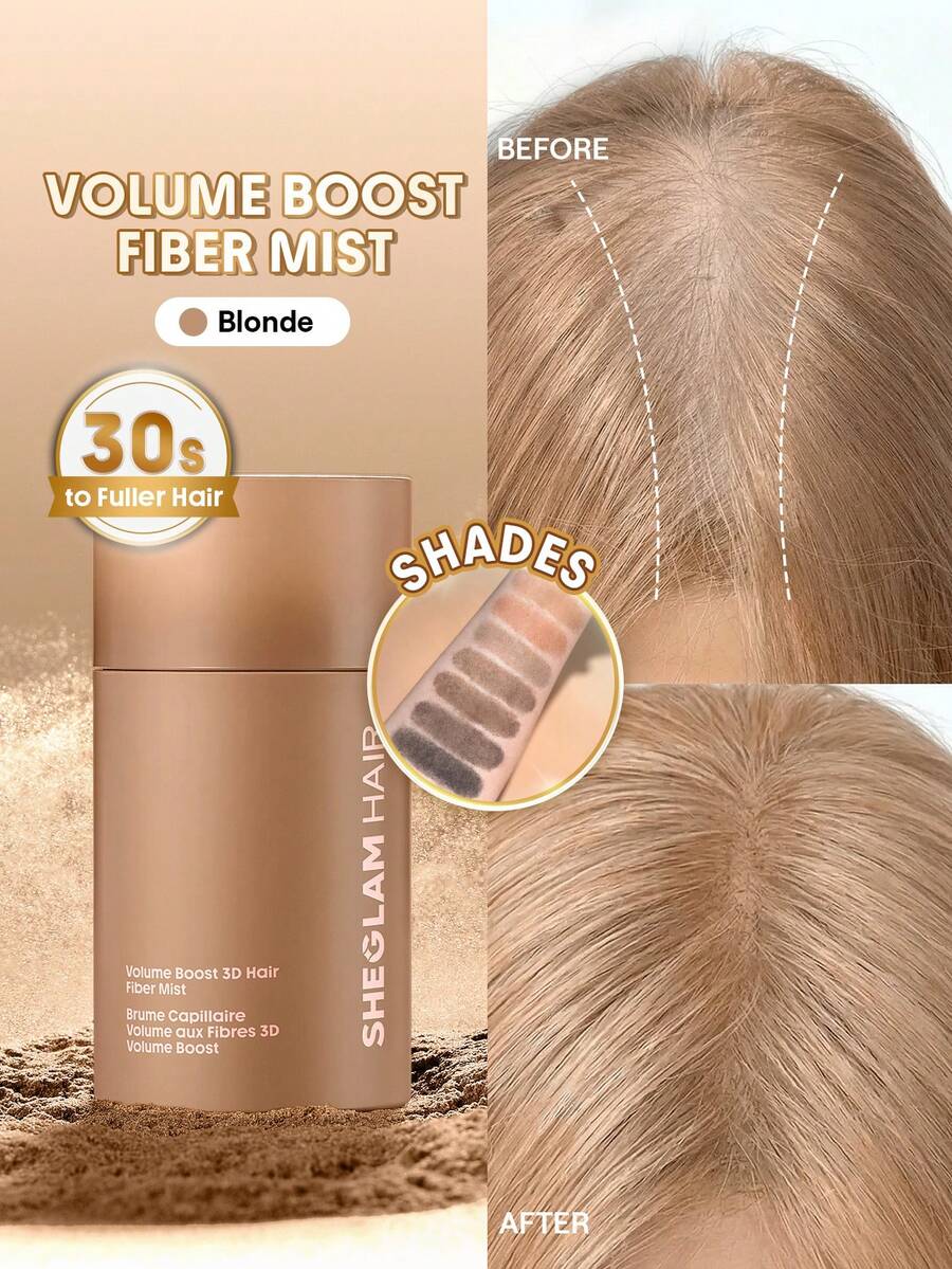 SHEGLAM HAIR 豐盈3D增髮纖維噴霧 - 金色,增髮纖維,頭髮增厚纖維,30秒內令秀髮更顯豐盈,3分鐘定型,72小時持久定型,男女通用,適用於髮際線、髮縫、頭頂、白髮,瞬間遮蓋稀疏頭髮區域 禮物 粉紅色的 化妝品 海灘 節慶 護髮 假期 夏天 美髮配件 返校 旅行 - Blonde - 查看 1