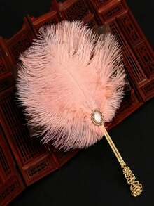 1pc Vintage Palace Luxury Fan Golden Handle Diamonds Pearls Hanfu Cheongsam Prop Elegant Hand Fan Banquets Balls Fashion Accessory Home Decor Women Day Gift Travel Essential Wedding Favor Bedroom Mothers Day Gift Summer Beach Decor - A - View 13