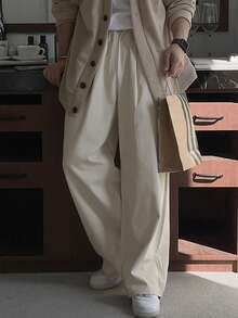 DAZY Pantalones casuales y versátiles para hombres en beige, adecuados para el transporte, otoño - Beis - Ver 3