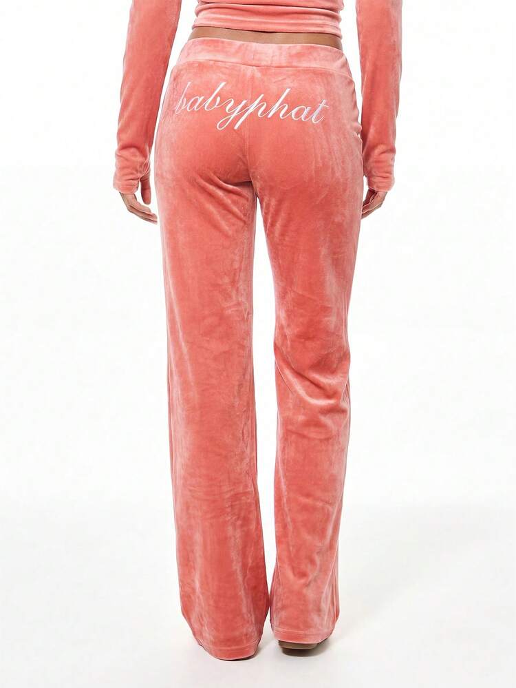 BABYPHAT Legging Flare de Veludo com Detalhe de Logo Bordado e Silhueta de Perna Larga