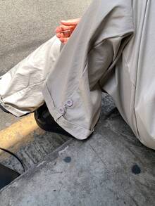 DAZY 女款米色卡其高腰百褶設計寬鬆直筒寬腿休閒百搭工裝褲 夏季 - 米色 - 查看 3